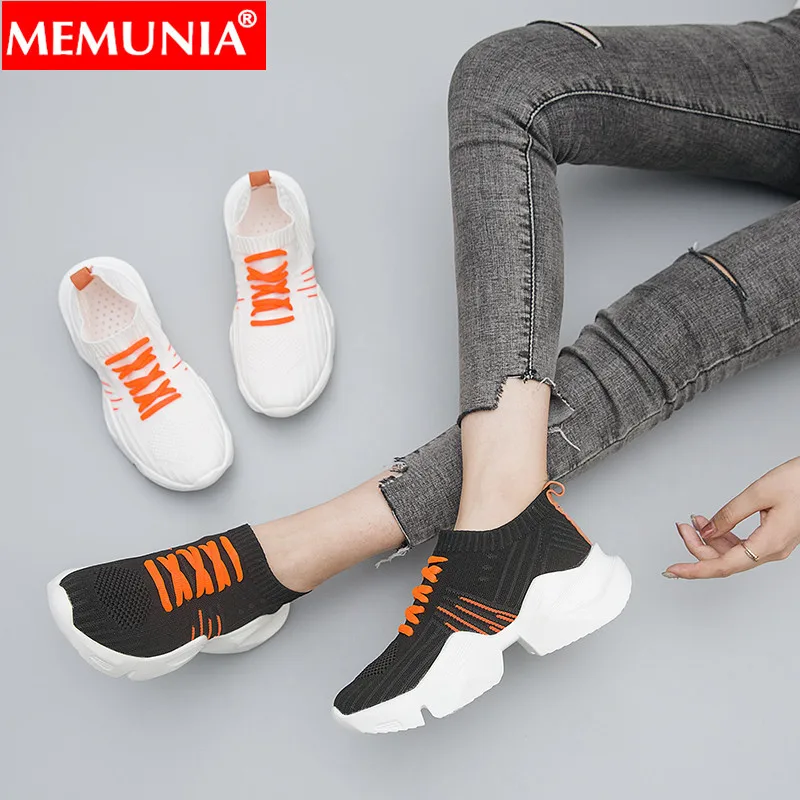 

MEMUNIA 2019 new summer shoes round toe lace up mesh Ventilation comfortable ladies flat platform shoes casual women flats shoes