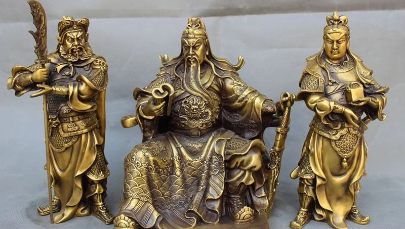 12-дюймовая китайская Бронзовая статуя воина GuanGong GuanYu God GuanPing ZhouCang | Дом и сад