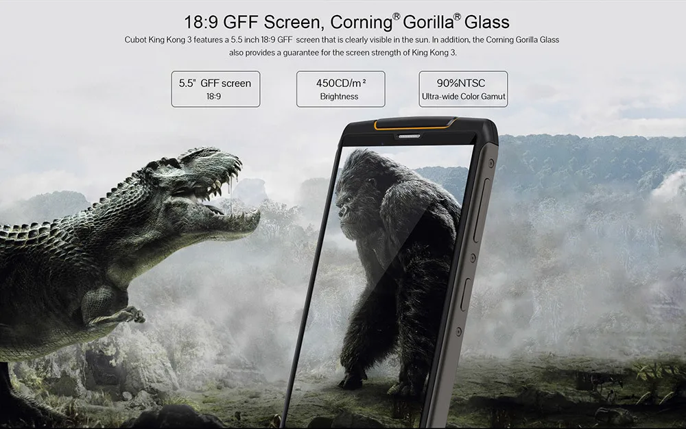 Cubot King Kong 3 IP68 водонепроницаемый ударопрочный 4G Смартфон Android 8,1 4 Гб+ 64 Гб Восьмиядерный 5,5 ''6000 мАч 16 МП мобильный телефон