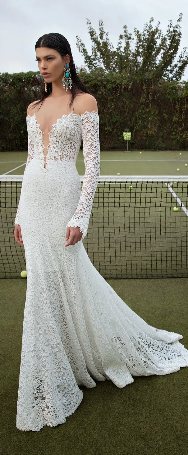 Vestido De Renda Long Sleeve Lace Wedding Dress Bride Custom Made
