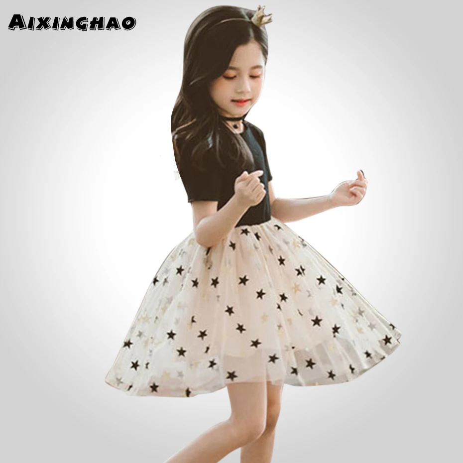 

Summer Dresses For Girls Star Pattern Girls Party Dress Patchwork Dress Girl Teenage Kids Girls Clothes 6 8 10 12 13 14 Year