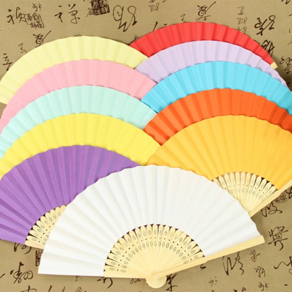 

Portable Size DIY Summer Bamboo Folding Hand Held Fan Chinese Dance Party Pocket Gifts Wedding Solid Color Fan Dropshipping