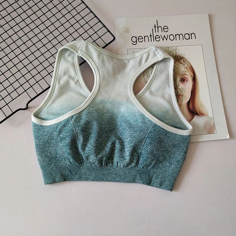 2019 New Ombre Seamless Sports Bra For Fitness Yoga Racerback Sport Bra Top With Removable Pad Push Up Gym Bra Active Wear