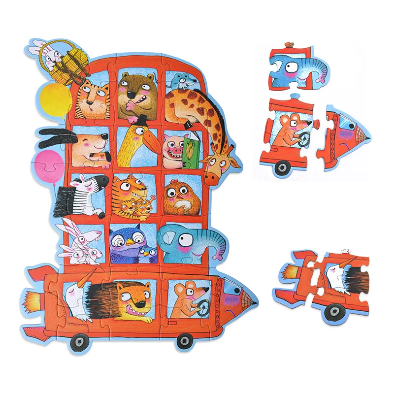 Mideer 28 шт. животных автобус Бумага Puzzle научные головоломки мультфильм игрушки дети весело образование Развлечения игрушка украшения