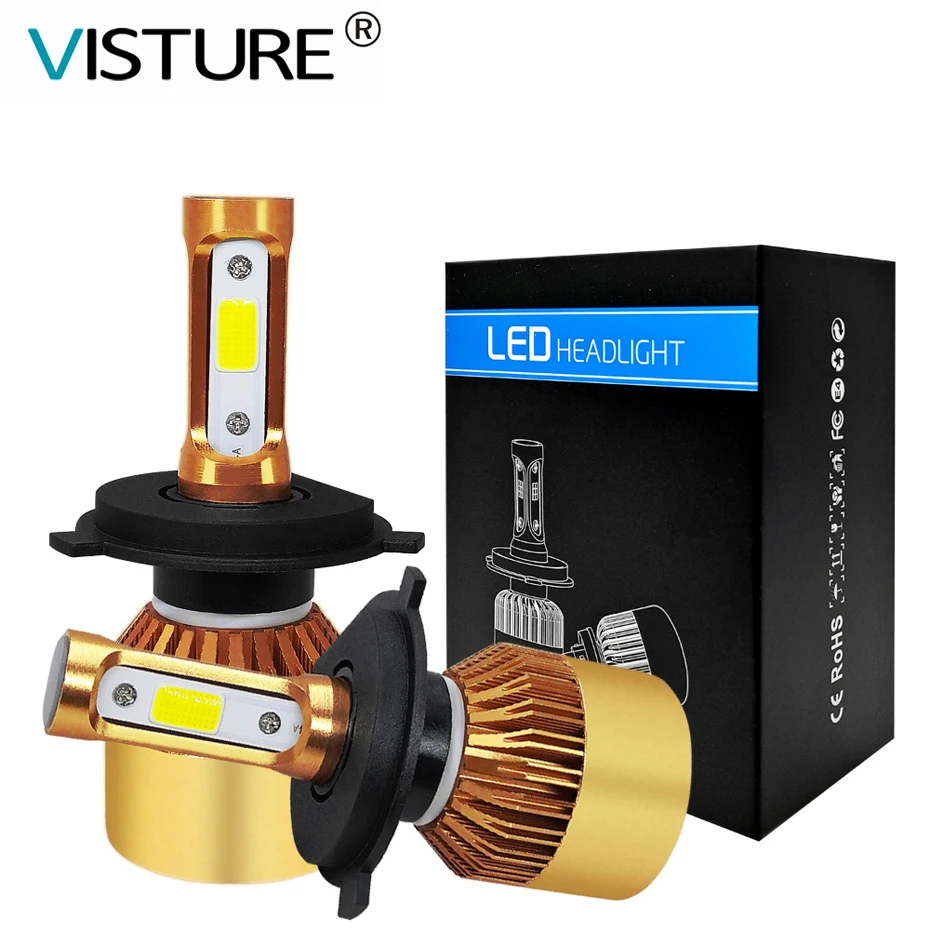 

1000pair/lot car Led Headlight Lamp H4 H7 H11 H8 HB4 H1 H3 HB3 Auto Car High Low Beam 4000LM 6000K 6500K 12V light Visture GS2