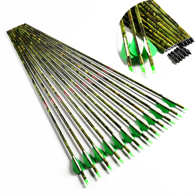 

Linkboy Archery 12pcs camo carbon Arrow 30" sp400 for ID6.2mm Compound traditional bow hunting accessories