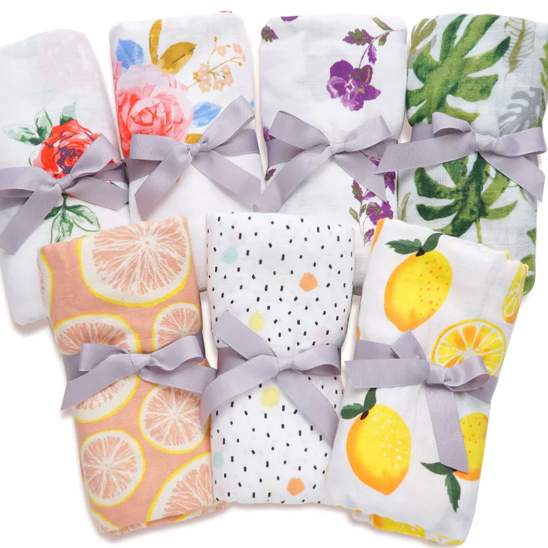 2019 nouveau Style livraison directe sur mesure bébé couvertures nouveau-né mousseline couche emmailloter bébé serviette de bain Infantil chaîne bébé lit trucs