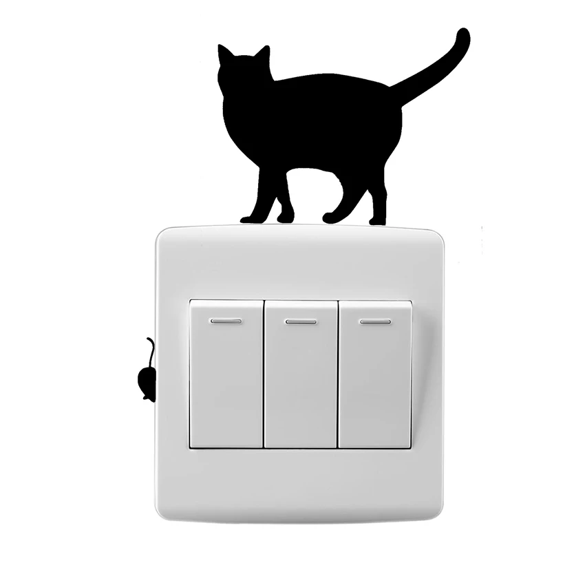 098 49 De Réductiontie Ler 8 Pièces Mode Dessin Animé Chat Et Souris Fenêtre Mur Décoration Interrupteur Autocollant Vinyle Décalque Décor