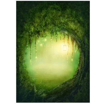 

3X5FT Vinyl Studio Backdrop Photography Fairy Tale Forest Photo Background Green