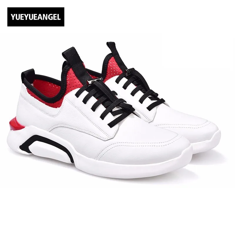 

2019 New Gray Height Increasing Men Casual Shoes Genuine Leather Mens Footwear Breathable Lace Up Shoes Men Sapato Masculino