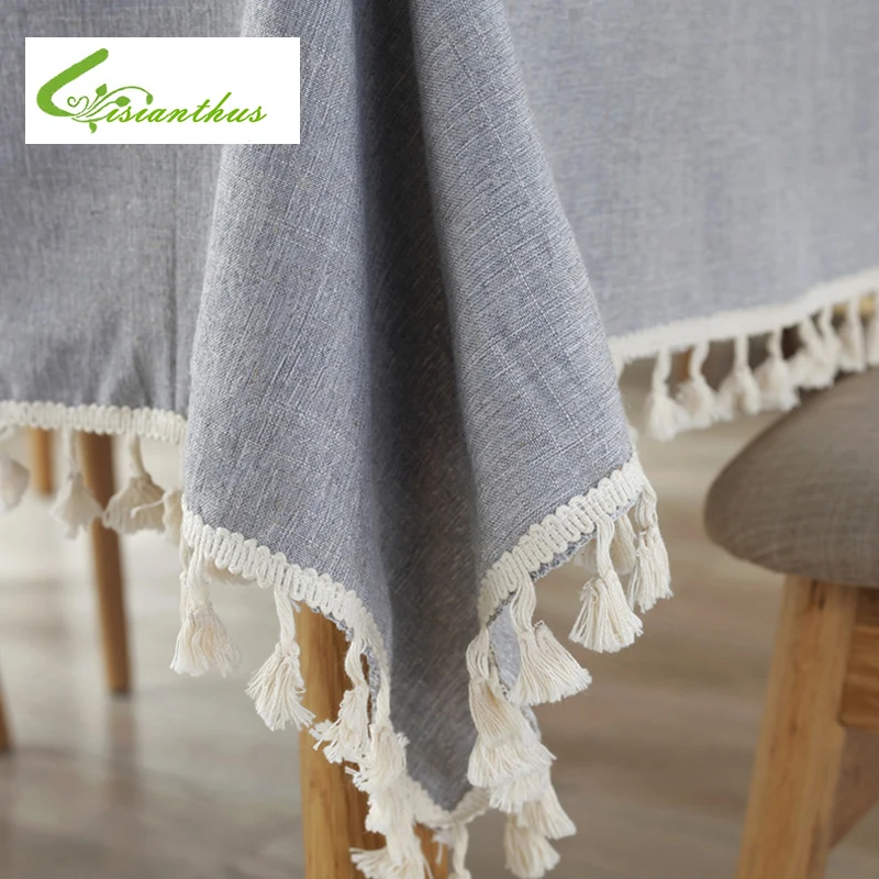 

Cotton Table Cloth with Tassel Table Cover Weeding Party Home Decoration Rectangular Table Cloth 8 Sizes can wash the tablecloth