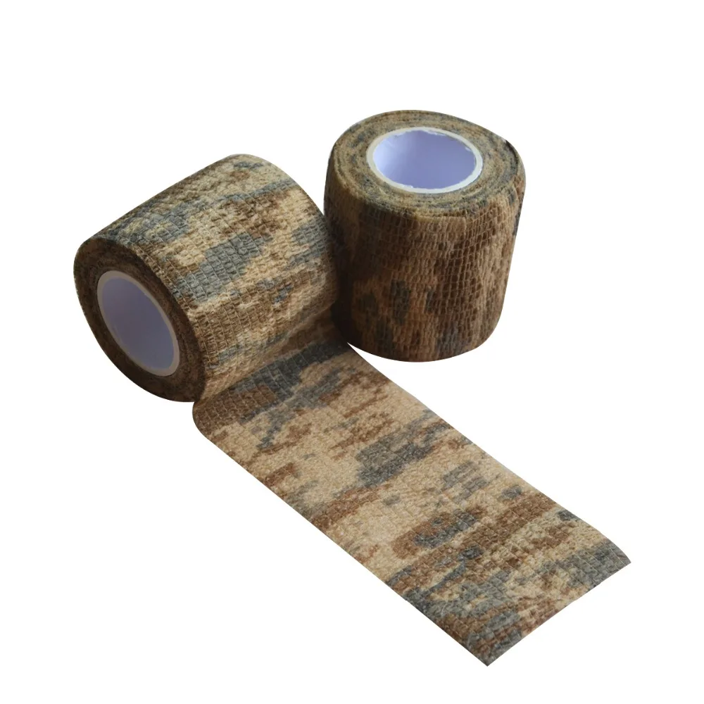 24pcs 5cm Self Adhesive Elastic Bandage Desert Camouflage Tapes Stretchable Army Bandage Desert Shooting Hunting Tactical Tape