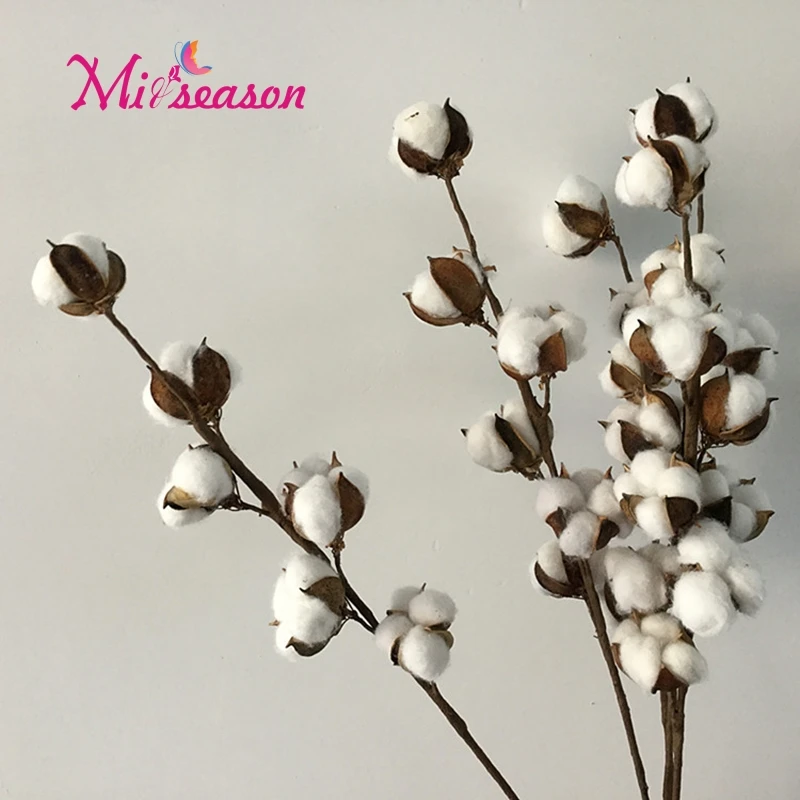 

6 heads artificial cotton flower 2 type simulation White flower DIY wedding decoration for home party office farmhouse style 1pc