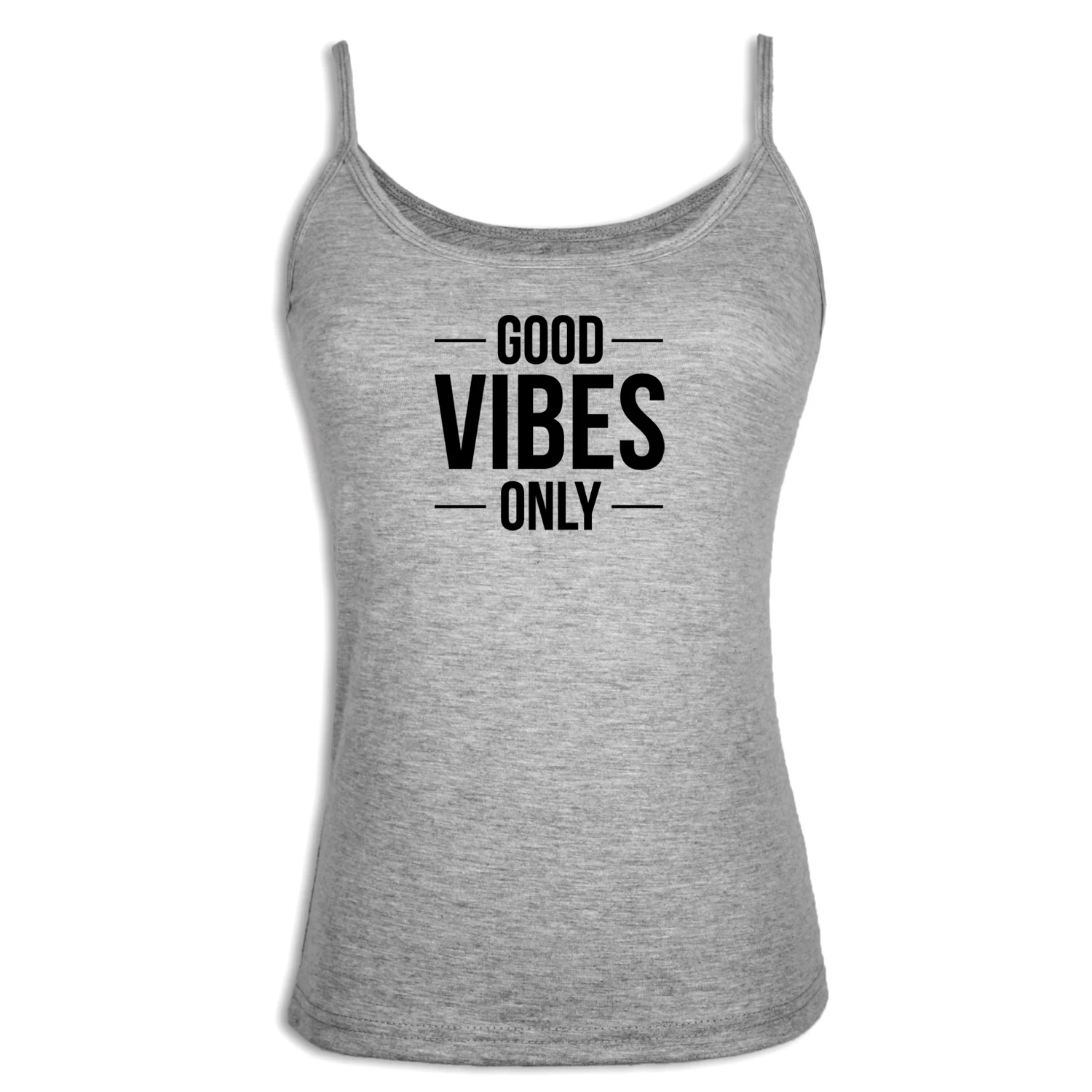 Letter GOOD VIBES ONLY Print Camisole Women Cotton Fashion Fitness Tank Top for Lady Girl Gray White Summer Scoop Neck Sexy Tops
