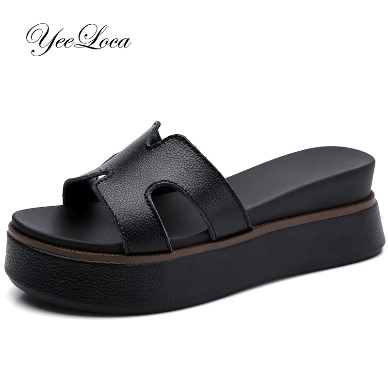 

Women Slipper wedge sandals Female Fashion H Sandals High Heel Platform Outside Wearing Beach Shoes White Ladies Sandals