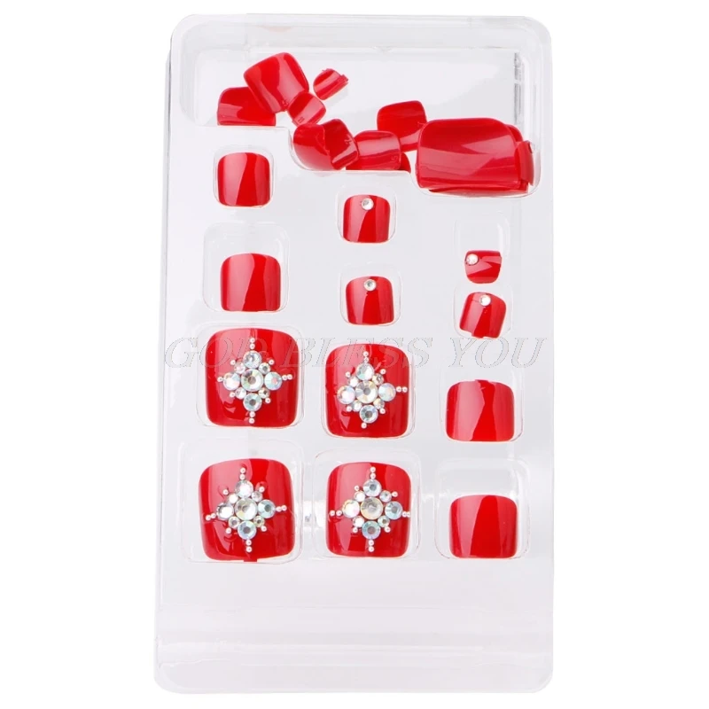 

24pcs/SET Nail Art Cute Full Cover French 3D Fake False Toe Nails Tips Decor DIY