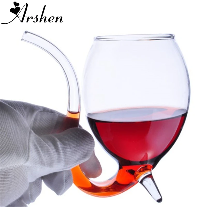 Arshen Creative 300ml Red Wine Coffee Milk Mug with Straw Heat Resistant Tea Drink Transparent Drinkware Perfect Craft Gift | Дом и сад