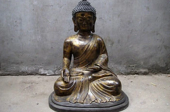

Tibet Buddhism Temple Old Bronze Copper Sakyamuni Tathagata Buddha Statue
