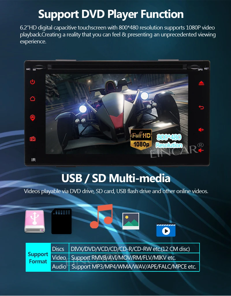 Best 2 Din Android 7.1 Car Stereo Radio DVD GPS Navigation Support Bluetooth Mirrorlink Subwoofer Touchscreen Wireless Rear Camera 4