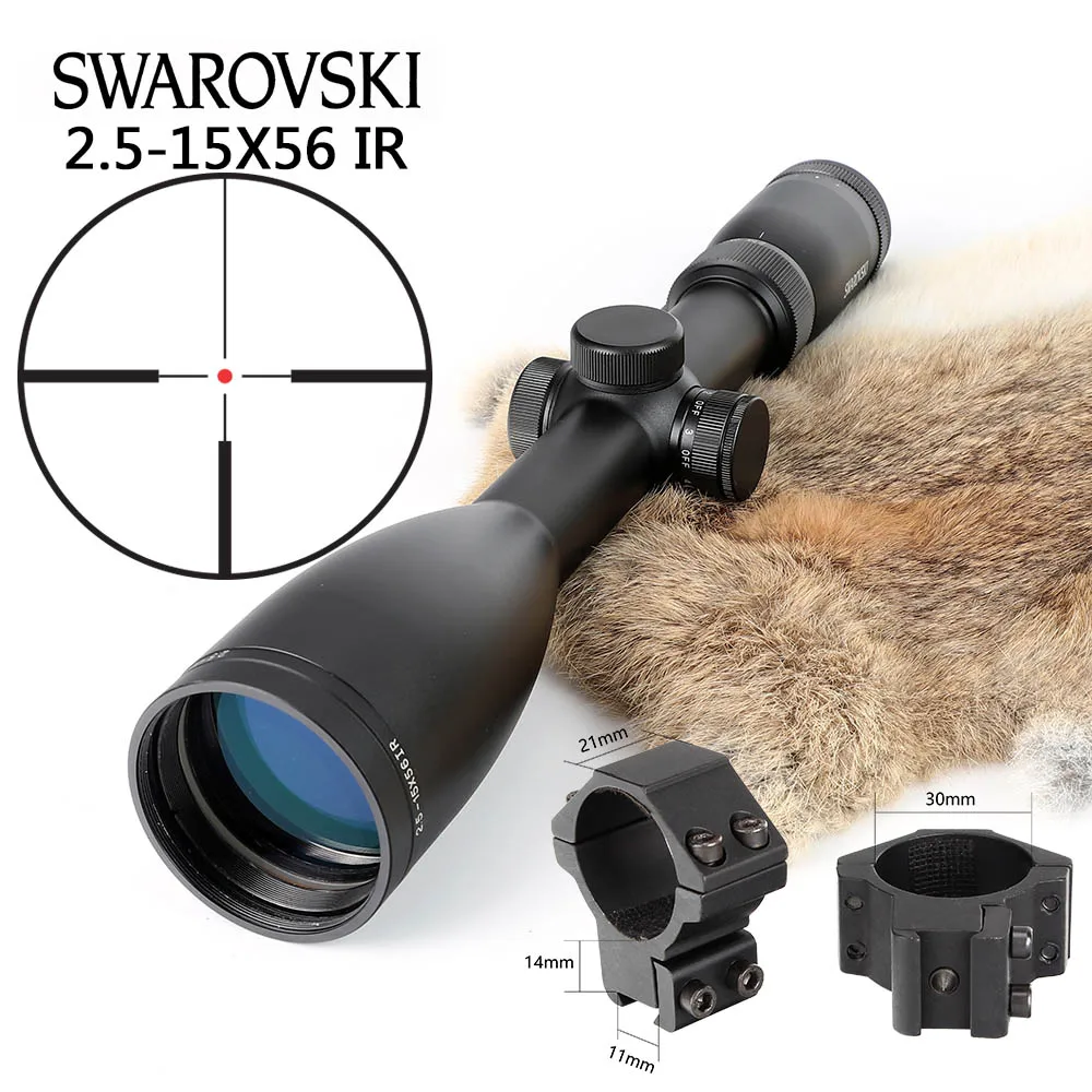 Имитация Swarovskl 2,5-15x56 IRZ3 прицел F15 Red Dot Сетка прицелы для охотничьих ружей сделано в Китае - Цвет: with Dovetail Rings