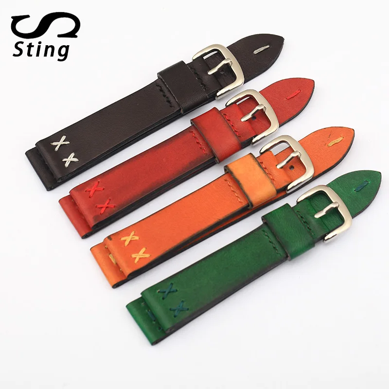 

Sting Strap Dyeing Genuine Cowhide Leather Watch Strap 18 20 22mm For Women Waterproof Watchband