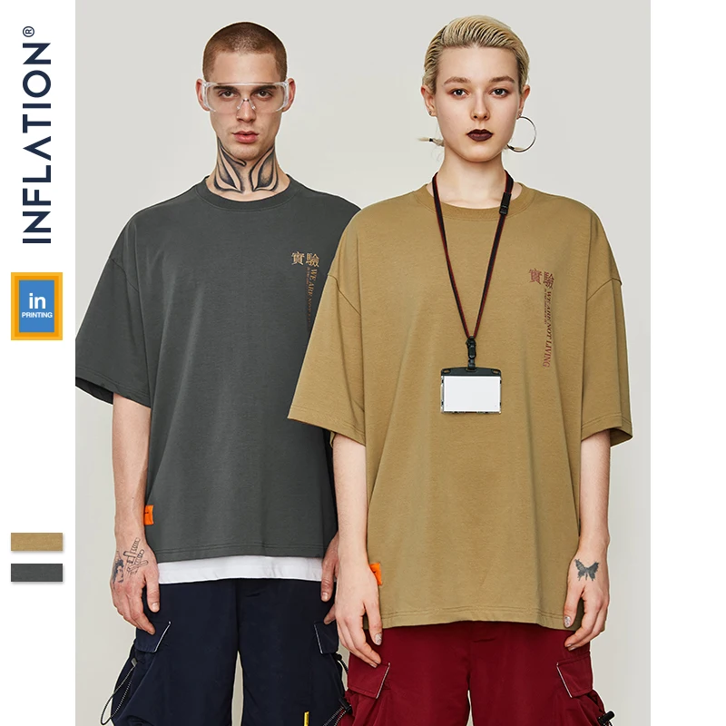 

INFLATION Oversized T-Shirt Men's Clothing 2019 Summer Hip Hop Casual Cotton Streetwear Tshirts Fashion O-Neck Top Tee 91138S
