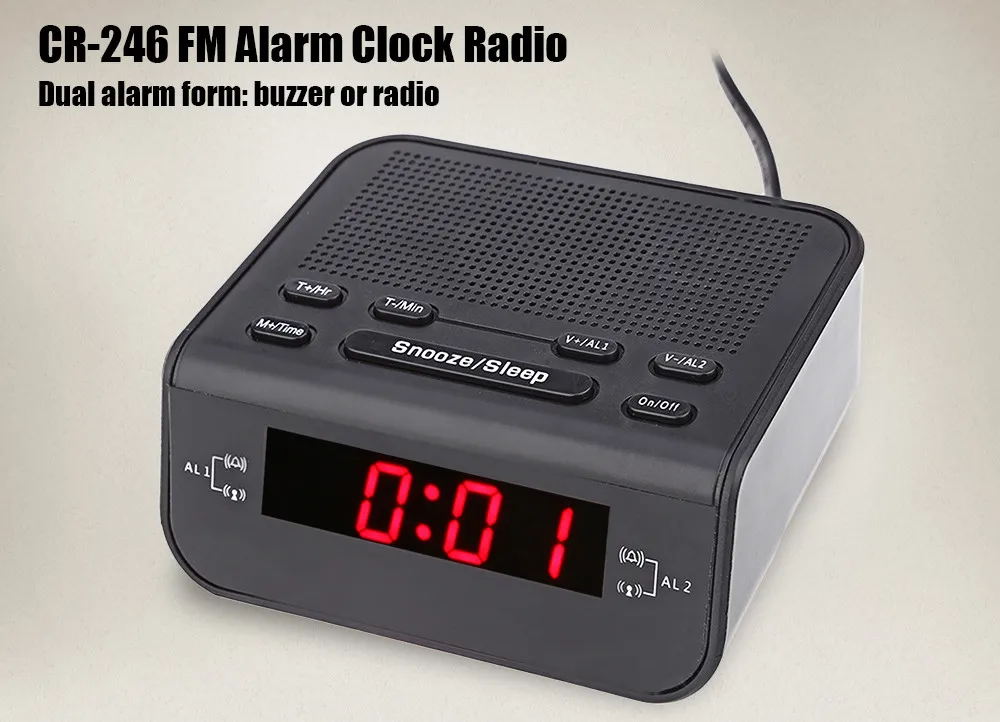 2017 Modern Design Alarm Clock FM Radio with Dual Alarm Buzzer Snooze Sleep Function Compact Digital Red LED Time Display Clocks03