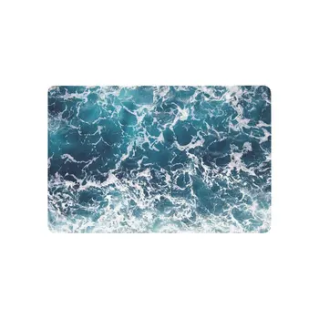 

Ocean Dancing Waves Anti-slip Door Mat Home Decor, Nautical Sea Indoor Outdoor Entrance Doormat Rubber