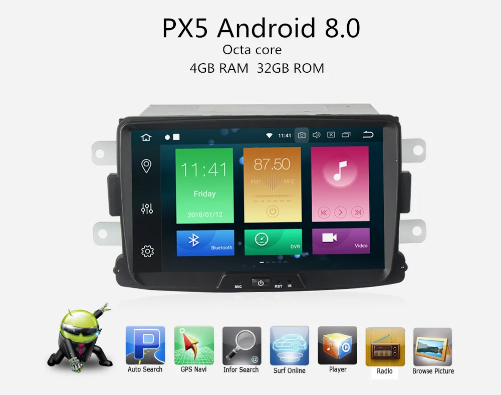 Flash Deal 4GB+32GB Android 8.0 car dvd radio for Lada Xray 2/ RENAULT Dacia/Duster/Logan/Sandero car gsp system multimedia player 8" HD 22
