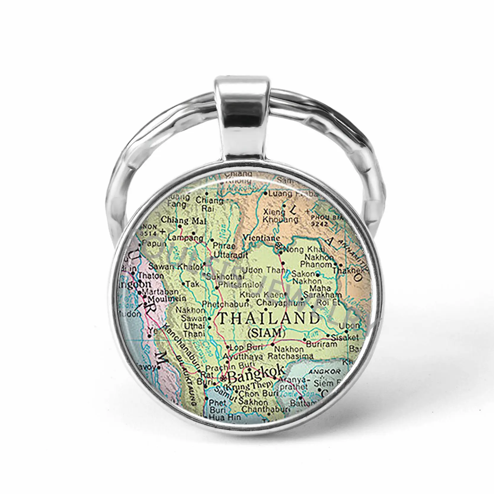 2018 Newest Metal Keychain Handmade Vintage Iceland World Map Earth Geography Key Chain Glass Dome Keychains for Men Women Gift Fashion Jewelry