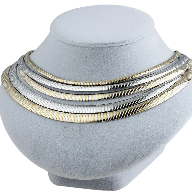 Массивная нержавеющая сталь нагрудник Чокер-воротничок ожерелье s серебро/золото цвет очарование простое ожерелье для женщин модное ювелирное изделие