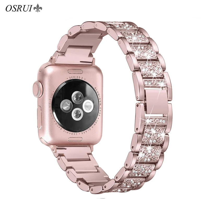 

OSRUI For Apple Watch band 40mm 44mm 38mm 42mm women Diamond Band for Apple Watch 4 3 2 1 iWatch bracelet stainless steel strap