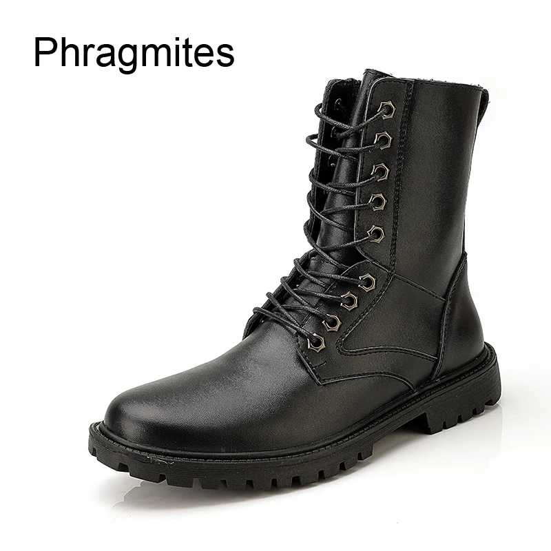 

Phragmites High Quality Riding Motorcycle Boots Men Winter Snow Botines Plus Size 38-50 Army Boots Desert Battle Boots Shoes