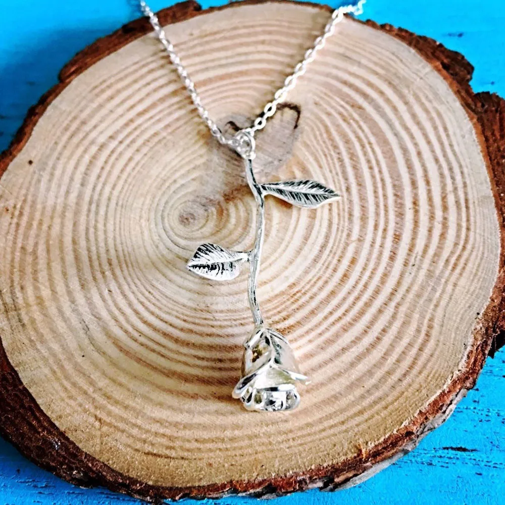 

Fashion Necklace Rose Pendant Necklace Anniversary Gift Personalized
