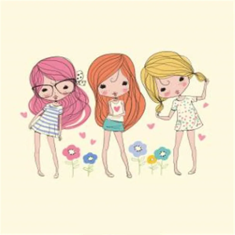 

ShinEquin PVC Patch deal with it Girl Clothes Heat Transfer Printing Friends flower Iron on patches for clothing Diy 3d Sticker
