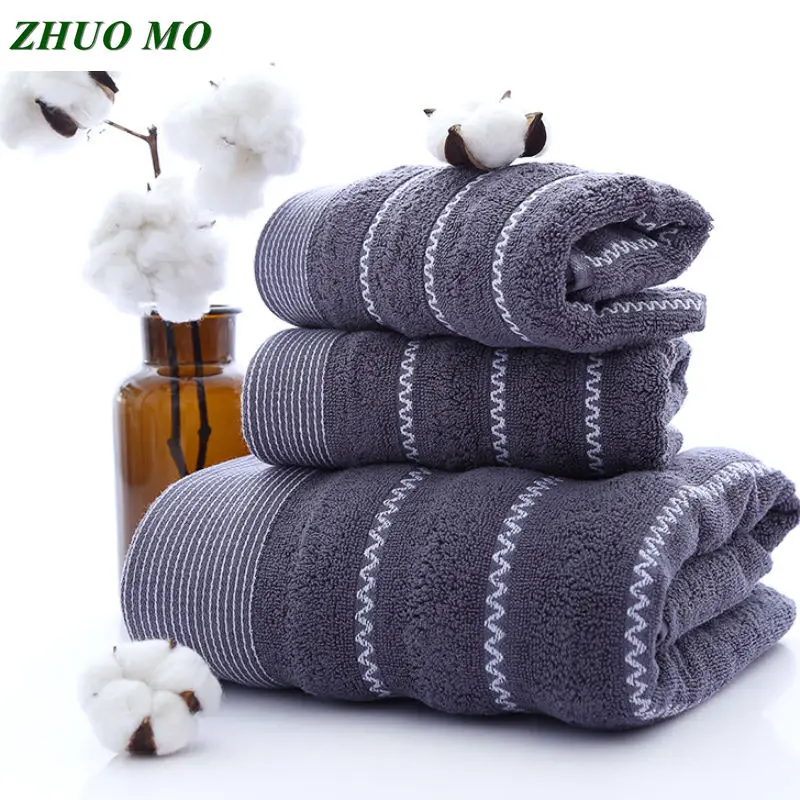 

New 3pcs/set Striped Bath Towel Set for Adults Kids Soft 100% Cotton Beach Bathroom Towel Set Super Absorbent Quick Dry