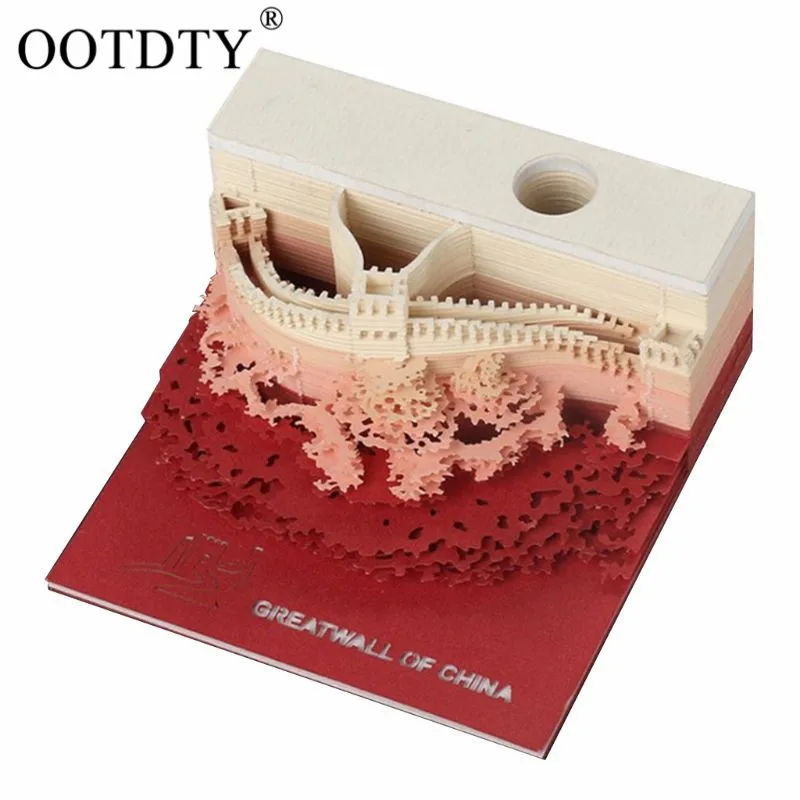 

Art Building Block DIY 3D Great Wall Memo Notes Pads Convenience Stickers Papers Card Art Crafts