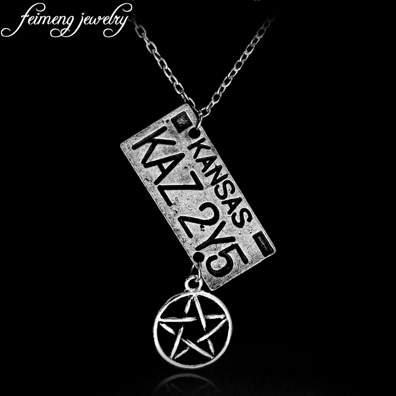 

Supernatural Dean License Plate Pendant Necklace Fashion Alloy Link Chain Necklace For Men And Women Movie Jewelry Accessories