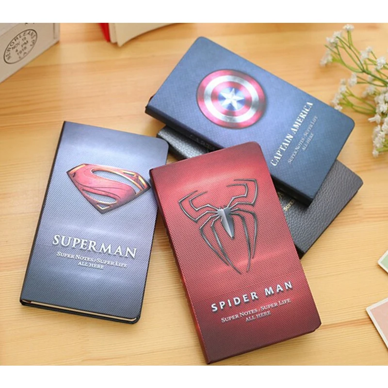 

Kawaii Cartoon Sketchbook A6 Superman Notebook Cute Batman Hard Copybook Diary Book Student Kids Exercise Notepad Memo Pads