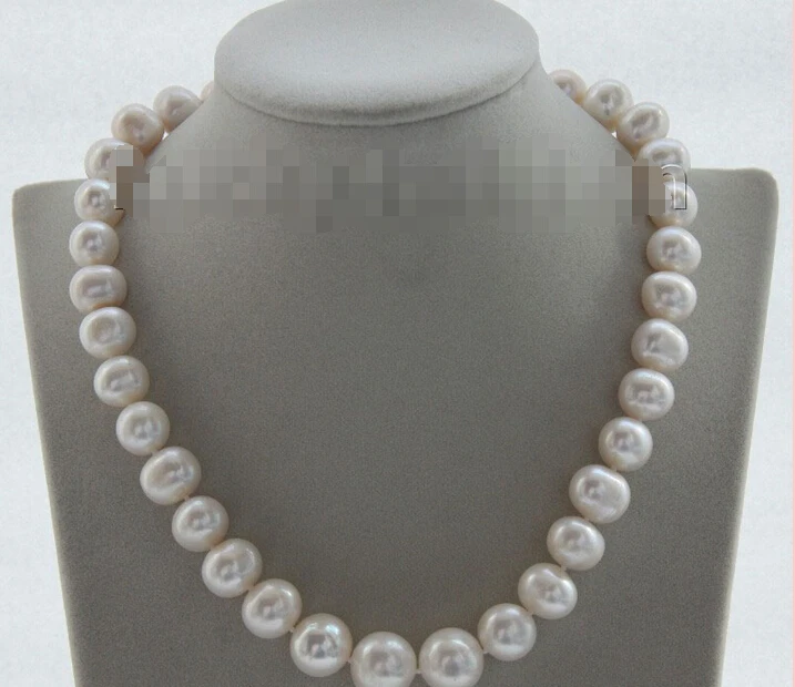 

>>> >>>17" 14mm natural near round white pearls necklace filled gold clasp j9463