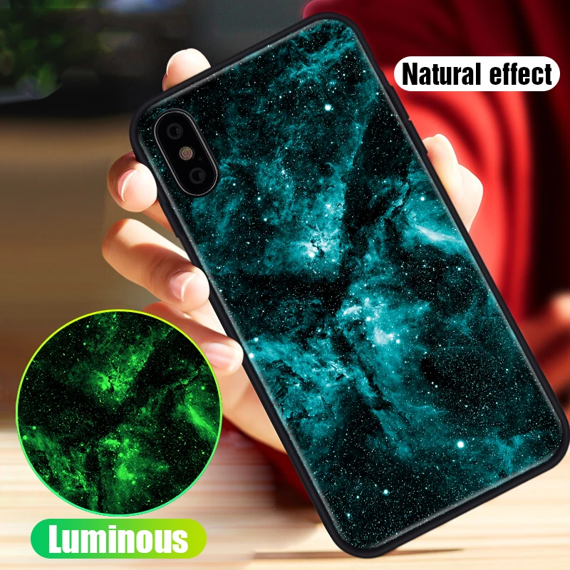 Artisome Glass Phone Case For iPhone 6 s 7 8 Plus Silicone Star Space Cover Case For iPhone X 10 XS MAX Luxury Case For iPhone 6  (6)