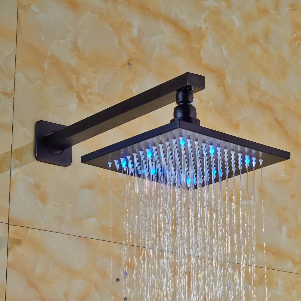 8 Inch Rainfall Overhead Shower Head with LED Light Oil Rubbed Bronze