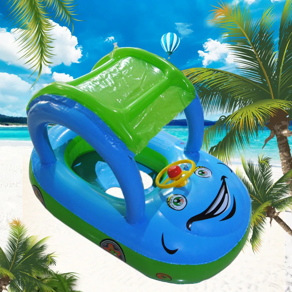 Baby Kids Portable Baby Float Seat Boat Cartoon Car Summer Steering