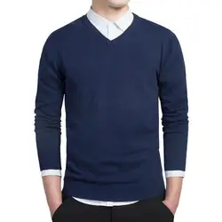 LEFT rom стильный мужской осенний приталенный свитер с v-образным вырезом/Мужской премиум-бренд комплект для отдыха голова вязаная