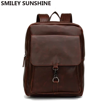 

High Quality pu Leather Men Backpacks Male School Bag Brown Black Backpack for Men Teenage BoysTravel Bag sac a dos homme 2018