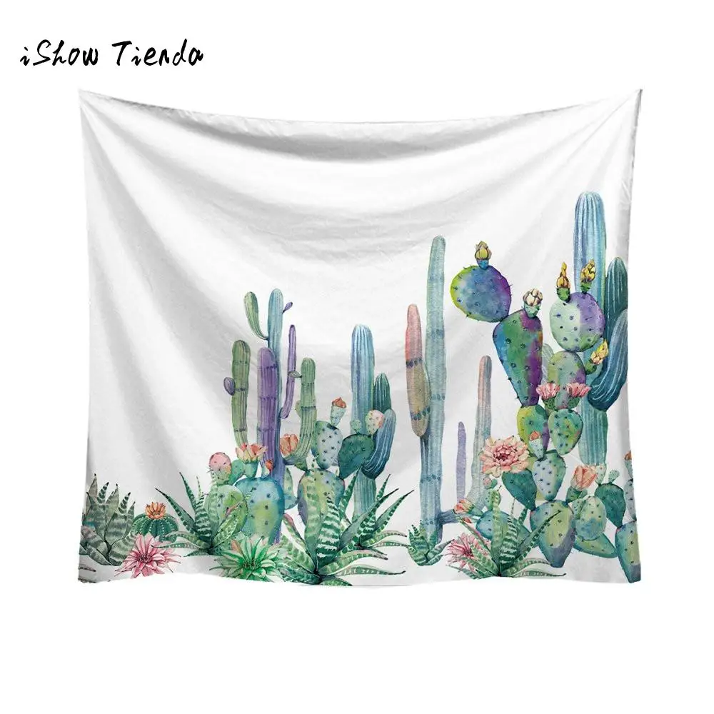 

Fashion Tapestry Green Cactus Style Pattern Decorative Cactus Watercolor Hanging Wall Tapestries Landscape tenture murale tissus