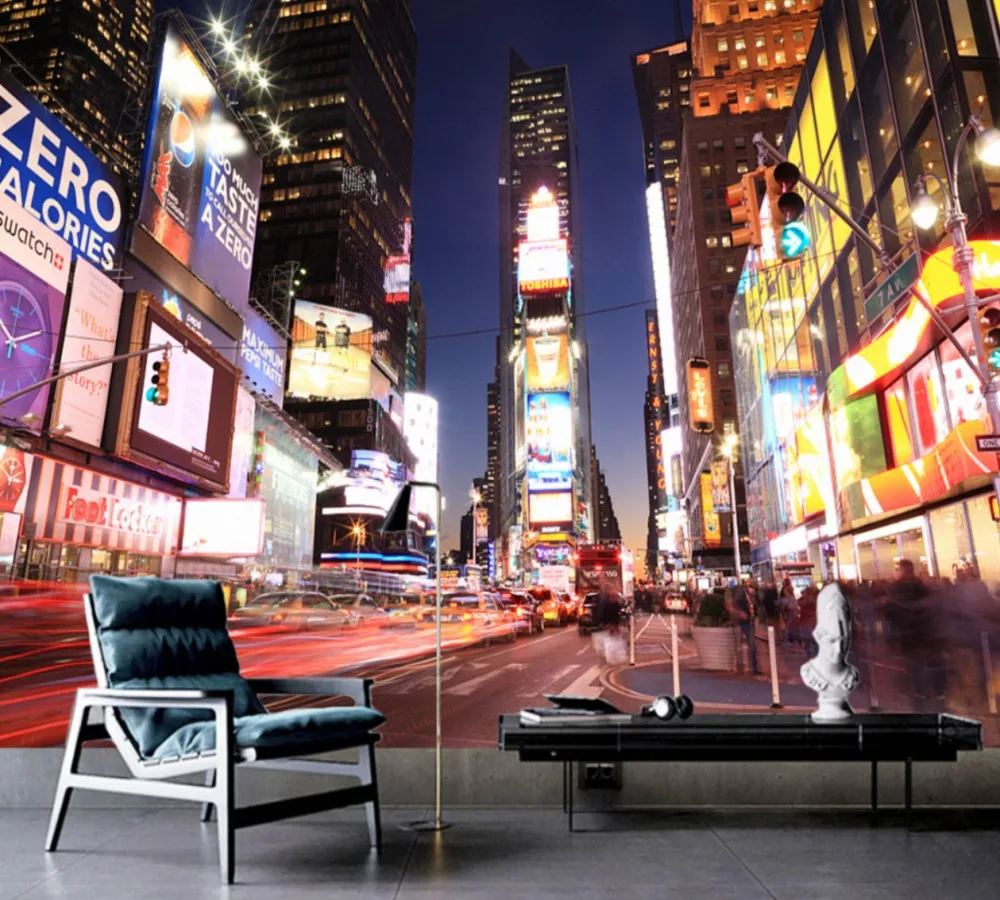 

Free Shipping Fashion Modern Wallpaper European Retro City Street View Night Decoration Background Wall Bar Living Room Mural