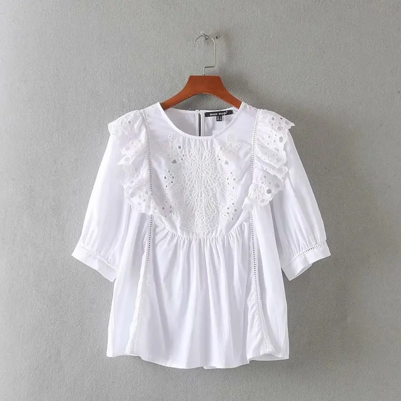 

Fashion Women CC50-9087 European and American fashion embroidered blouses