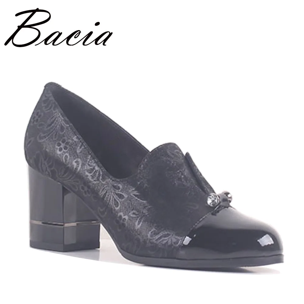 

Bacia Foil Sheepskin Shoes Woman High Heels Pumps Women Shoes Pumps Phoenix flower Print Cristal Shoes Size 35-41 SB057