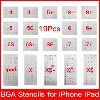 

19pcs Reballing Stencil iPhone BGA for iPhone 4-7P 5SE 8 8Plus X XR XS MAX iPad IC Reballing Kit